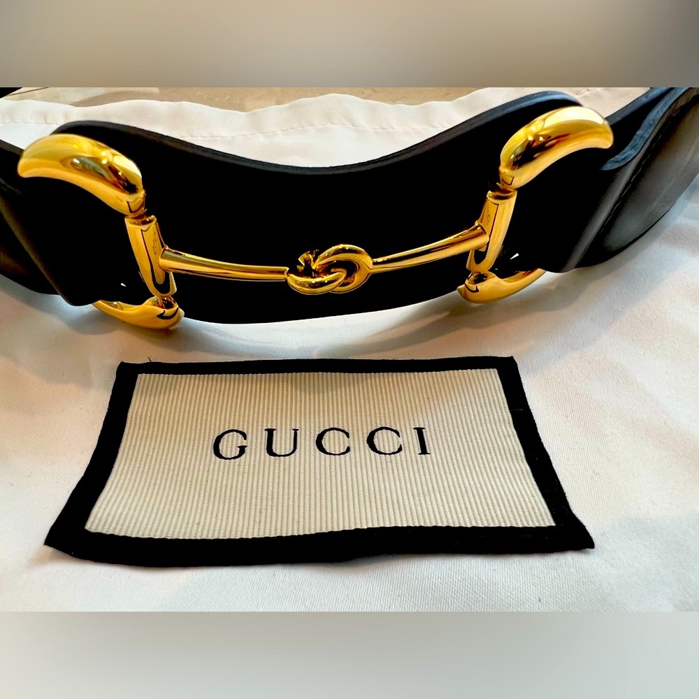 NEW GUCCI Horsebit Logo “Resort Collection” Belt Black Size 75 (US 4/26/Small)